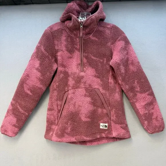 The North Face Half Zip Pullover Hoodie Women's XS Pink Camo Campshire Fleece - Picture 1 of 11